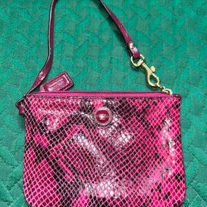 Coach PYTHON LEATHER WRISTLET - Rich Raspberry - Excellent Condition
